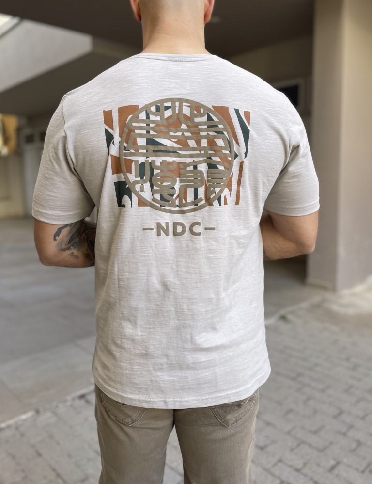 NDC ανδρική γκρι βαμβακερή φλάμα κοντομάνικη μπλούζα με λογότυπο στο στήθος και στην πλάτη 242932G φωτογραφία